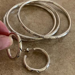 Sterling Silver Set Bracelets & Earrings